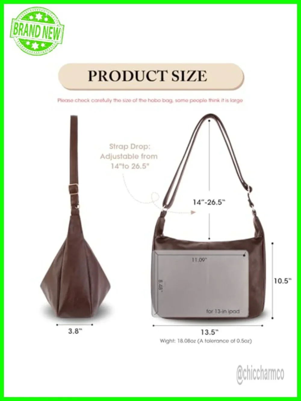 Foldable PU Leather Slouchy Hobo Bag Crossbody Shoulder Purse